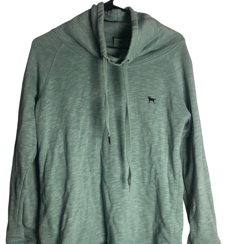The Black Dog Pullover Hoodie Womens X-Small Green Funnel Neck Cowl Slub Sweater